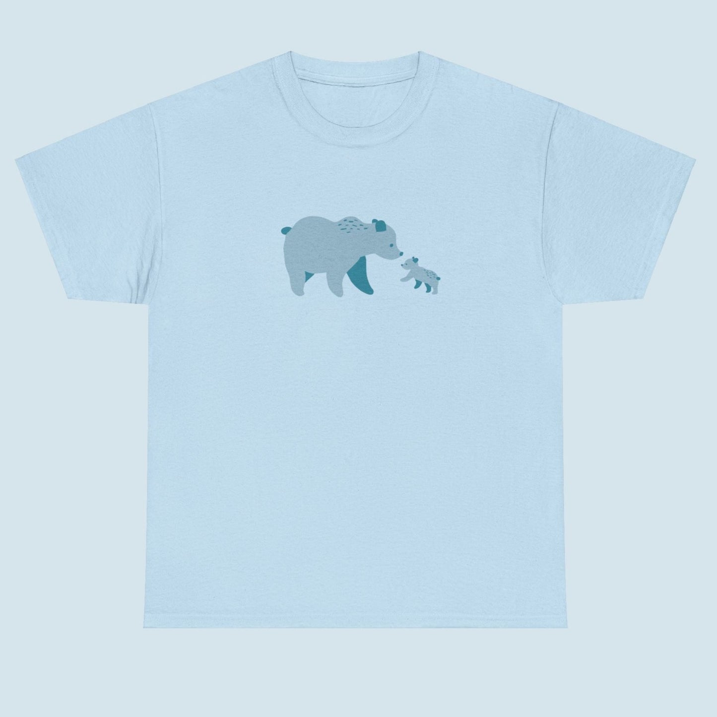 Unisex T-shirt with blue bear family print