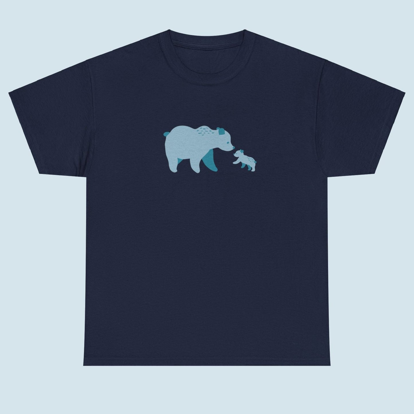 Unisex T-shirt with blue bear family print