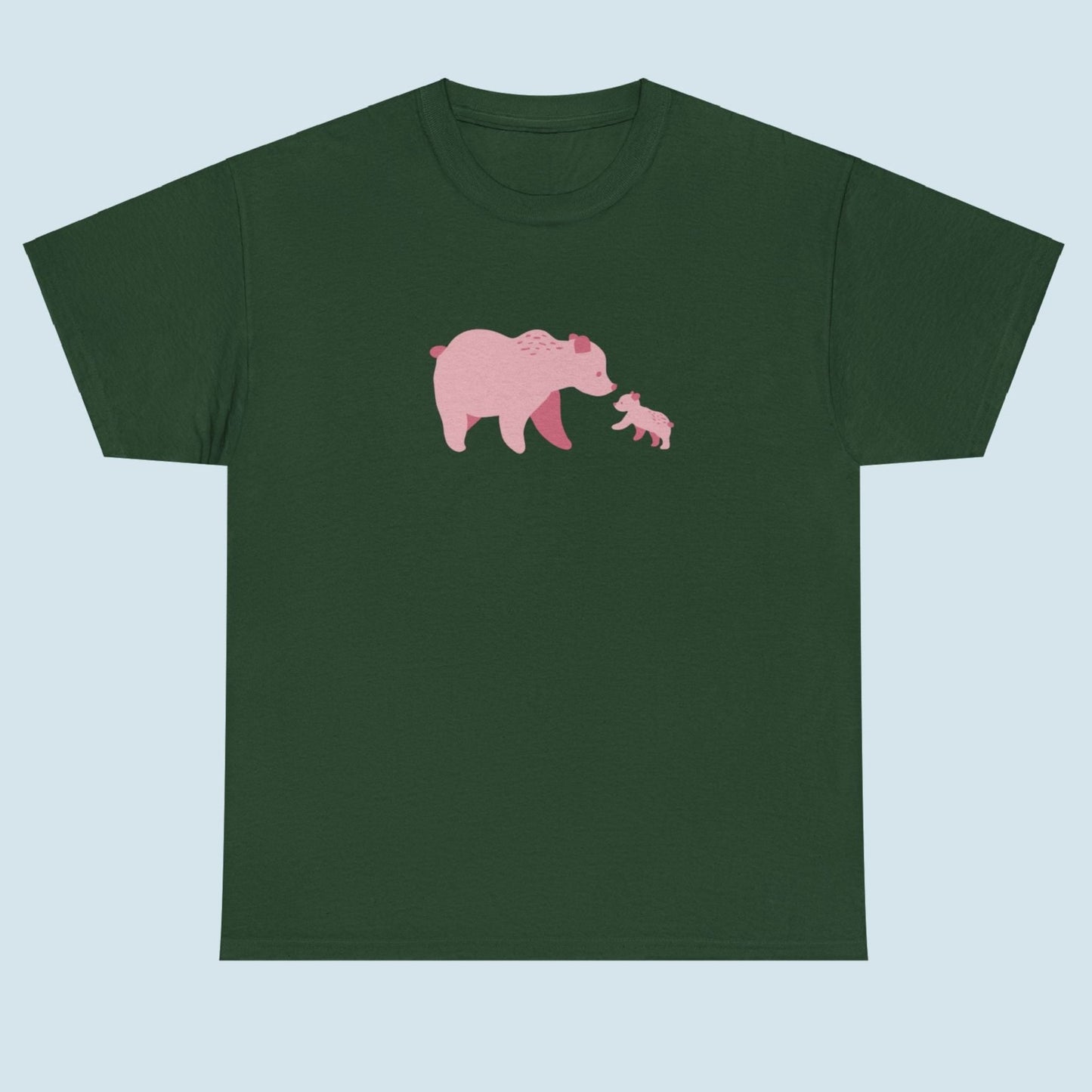 Unisex T-shirt with pink bear family print