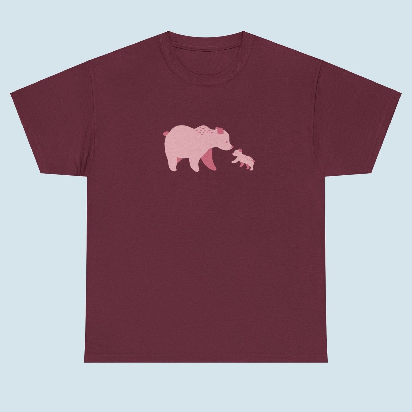 Unisex T-shirt with pink bear family print