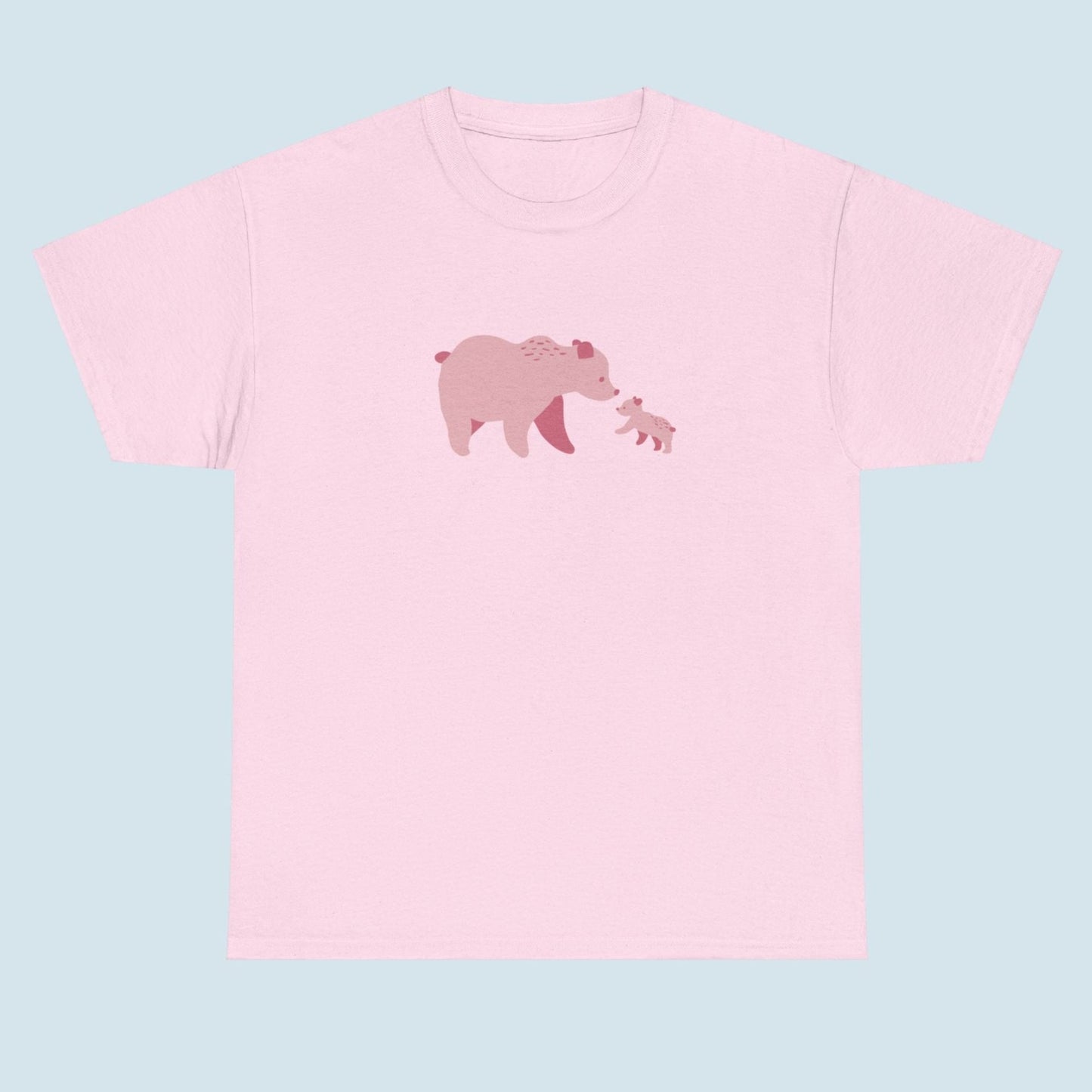 Unisex T-shirt with pink bear family print