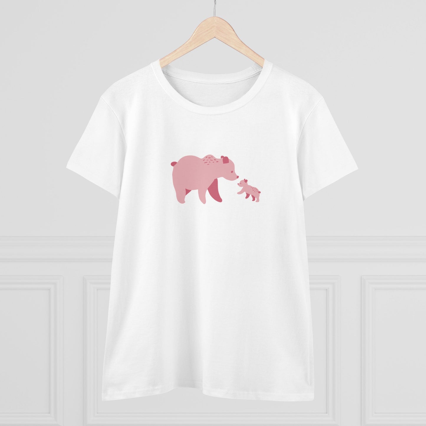 Women's T-shirt with pink bear family print