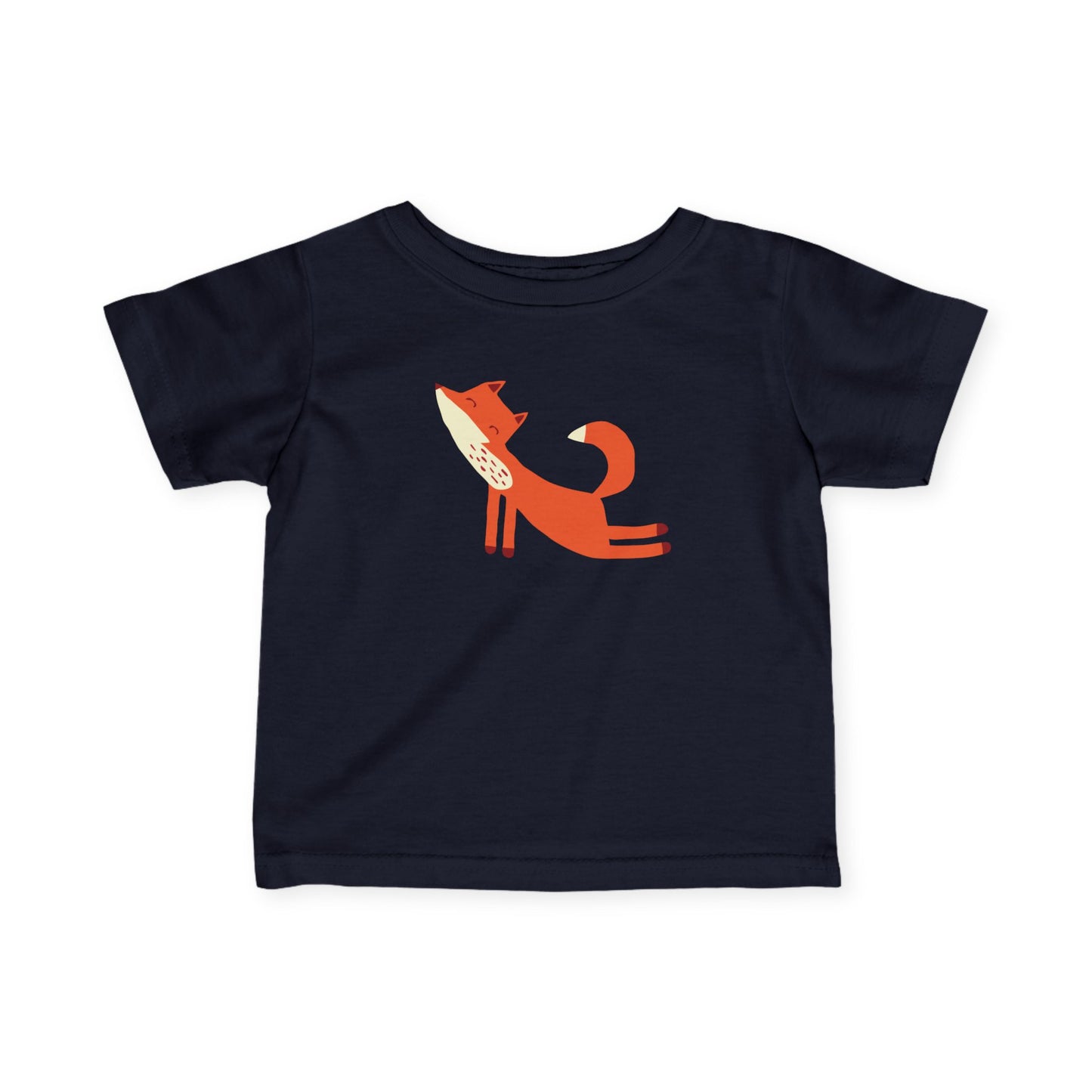 Navy t-shirt with Playful fox print.
