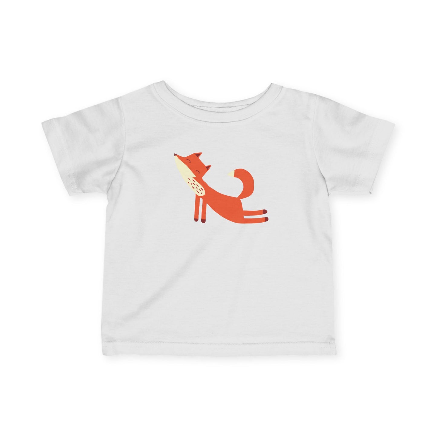 White t-shirt with Playful fox print.
