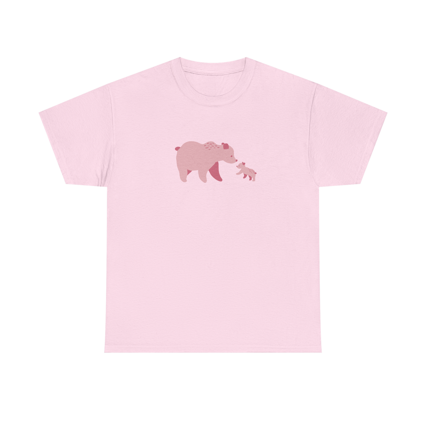 Pink unisex cotton T-shirt with pink bear fam print