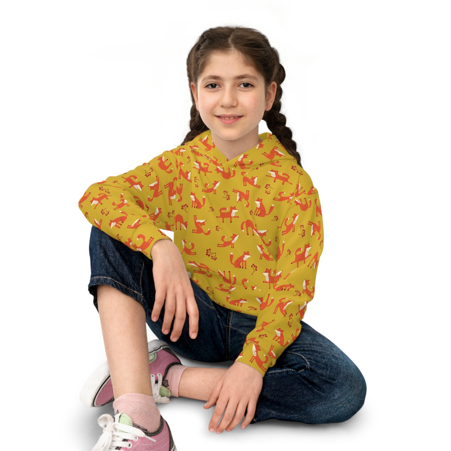 Playful Fox Yellow – Children's Hoodie