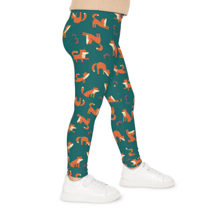 Playful Fox Forest Green – Kids' Leggings