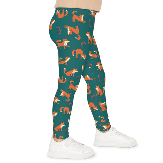 Playful Fox Forest Green – Kids' Leggings