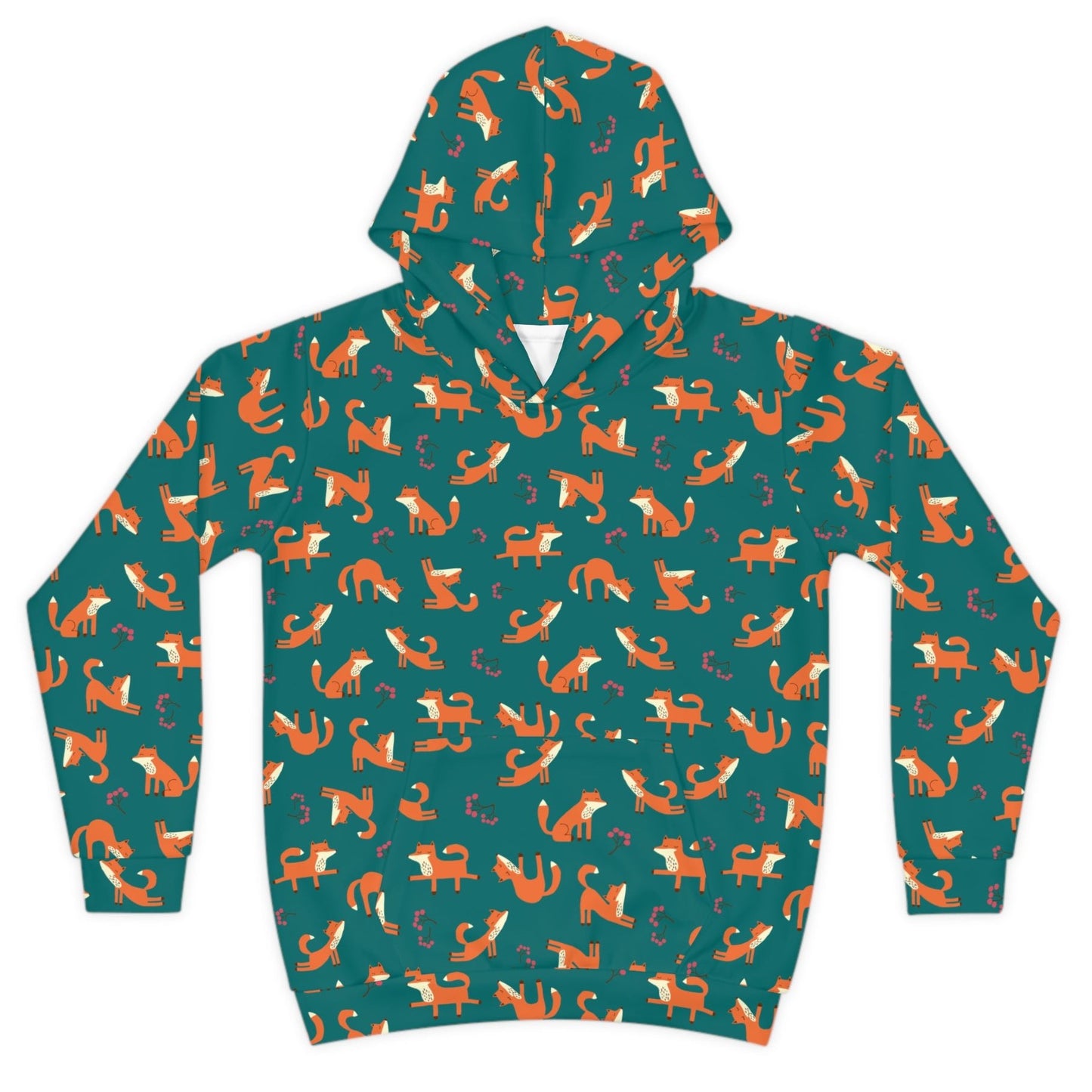 Playful Fox Forest Green – Children's Hoodie