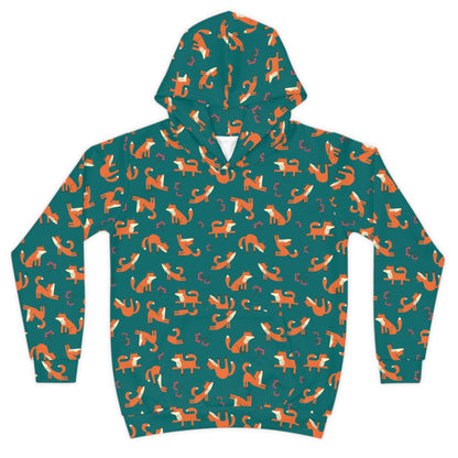 Playful Fox Forest Green – Children's Hoodie