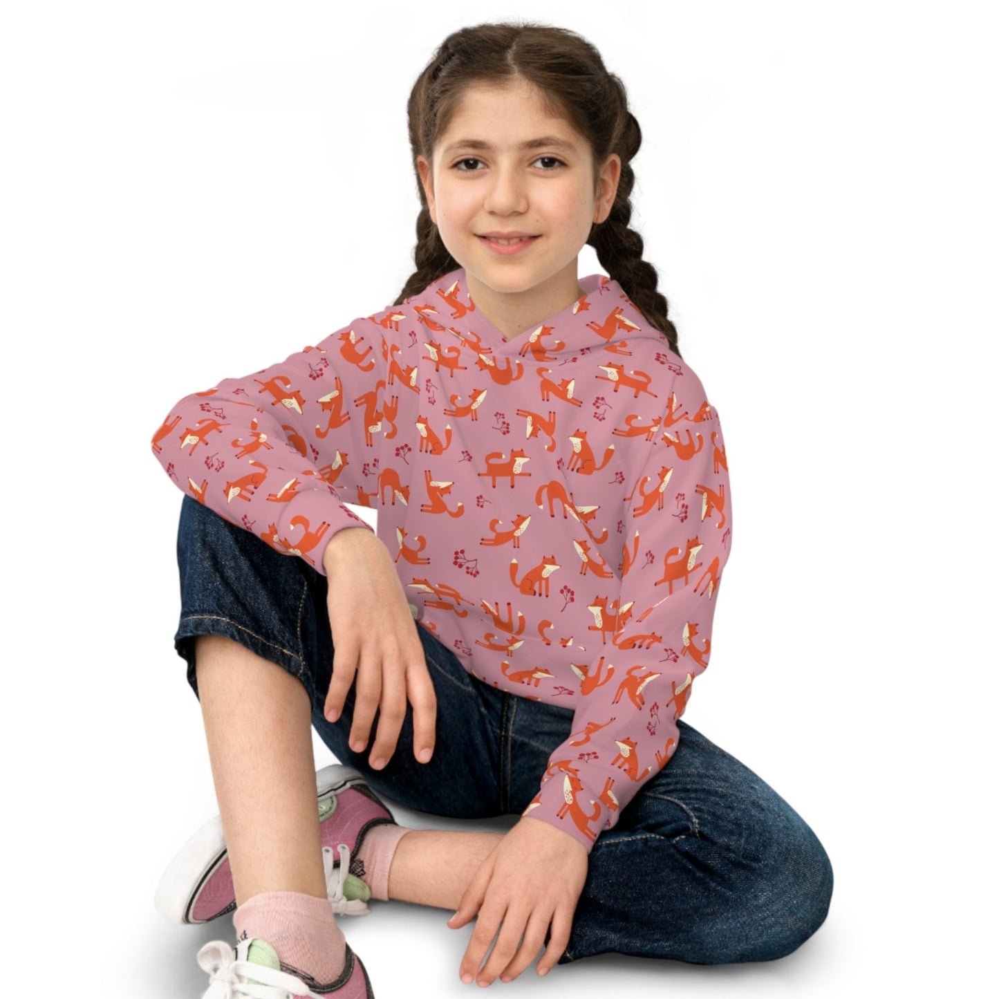Playful Fox Pink – Children's Hoodie