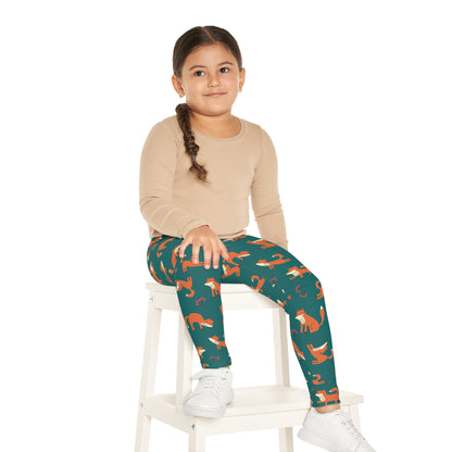 Playful Fox Forest Green – Kids' Leggings