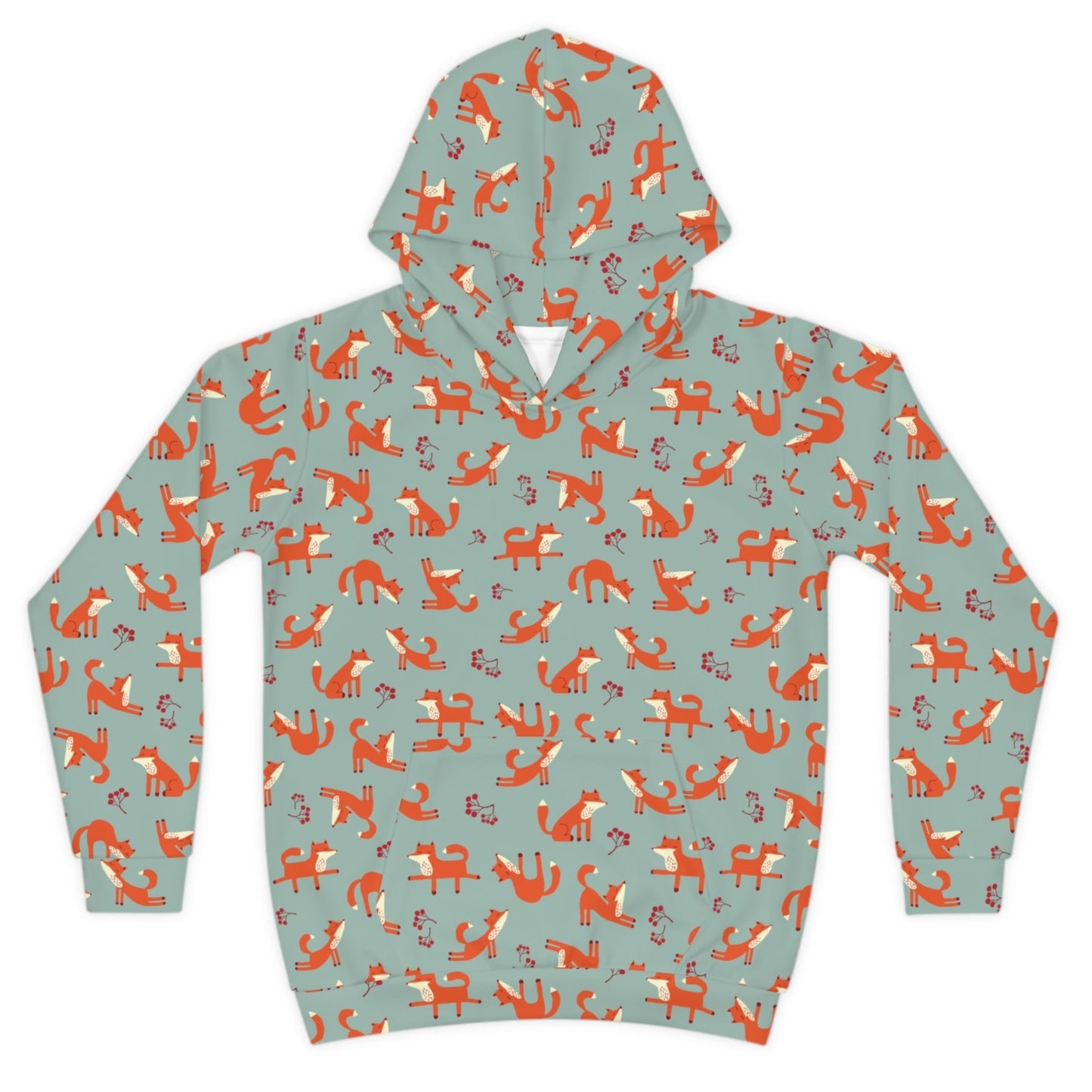 Playful Fox Lichen Green – Children's Hoodie