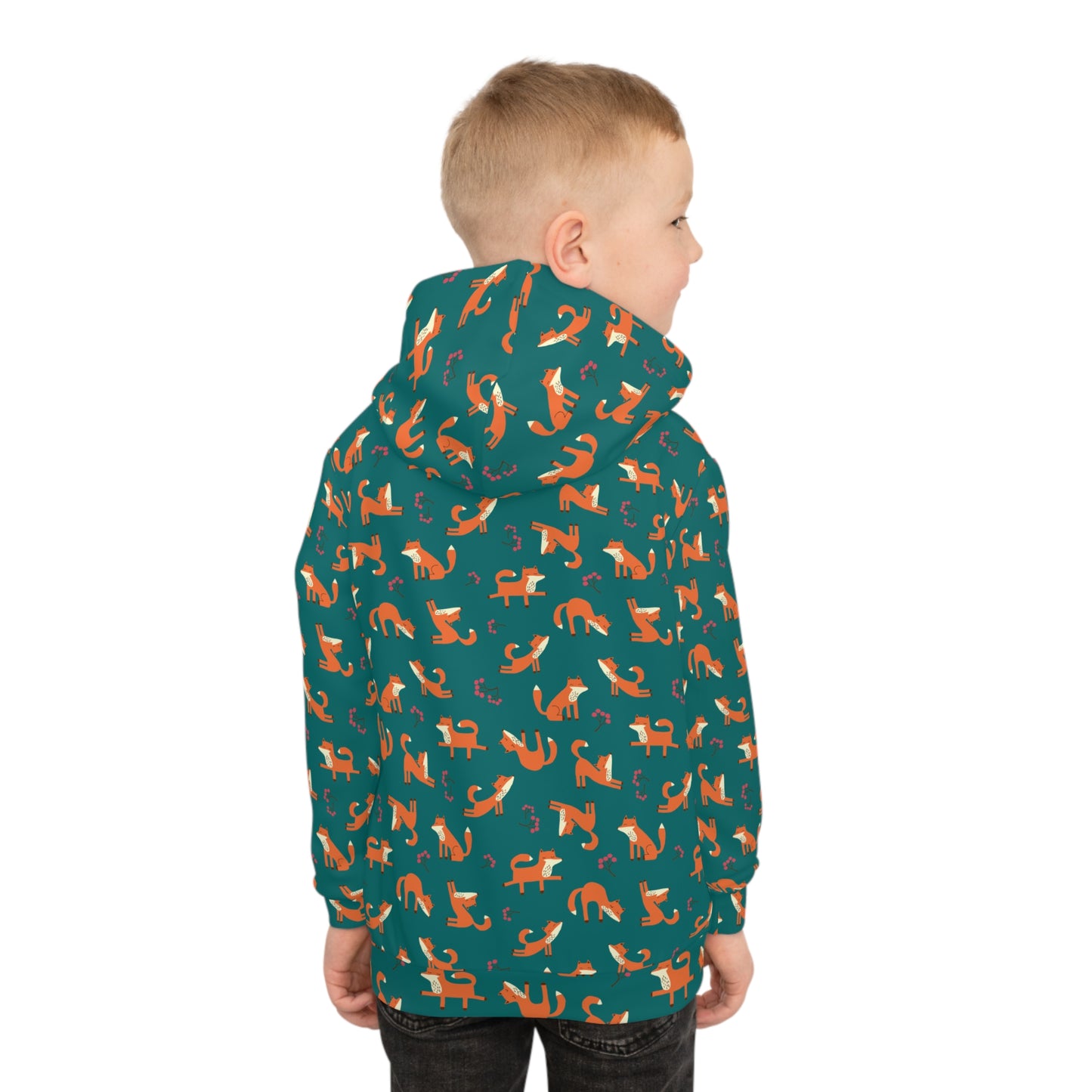 Playful Fox Forest Green – Children's Hoodie