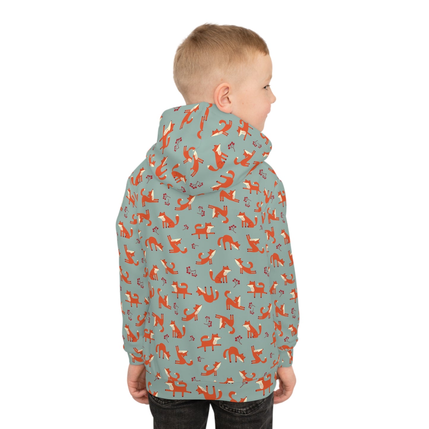 Playful Fox Lichen Green – Children's Hoodie