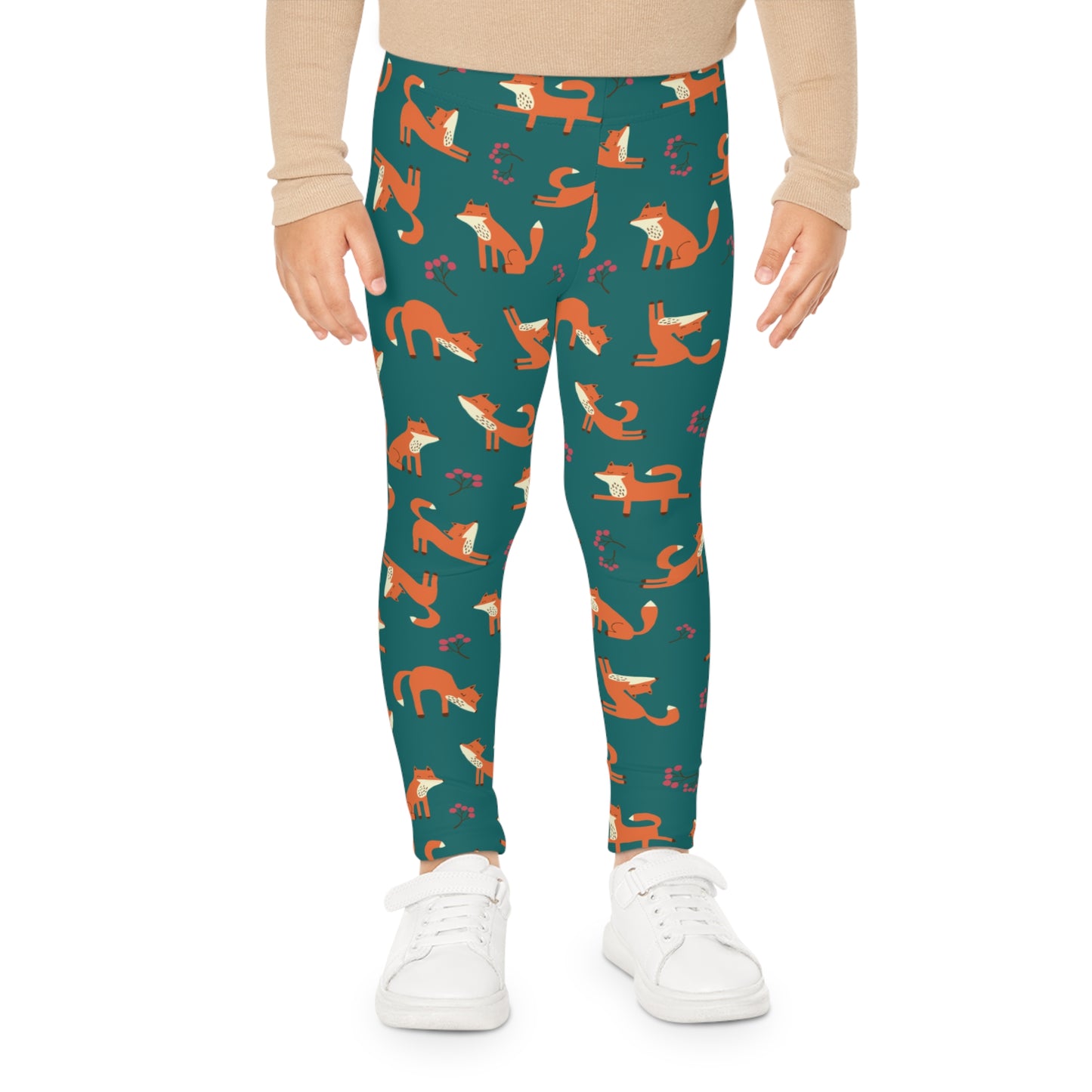 Playful Fox Forest Green – Kids' Leggings