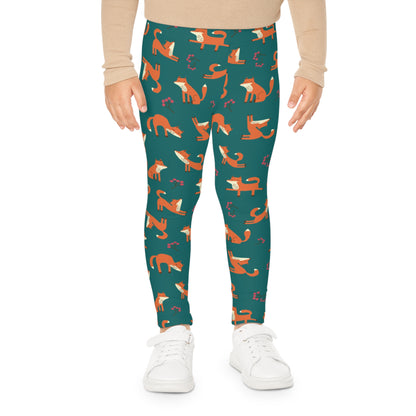 Playful Fox Forest Green – Kids' Leggings