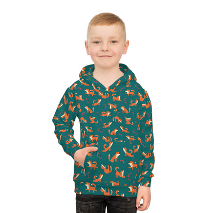 Playful Fox Forest Green – Children's Hoodie