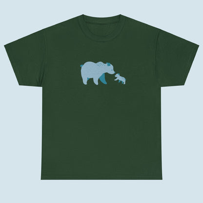 Unisex T-shirt with blue bear family print