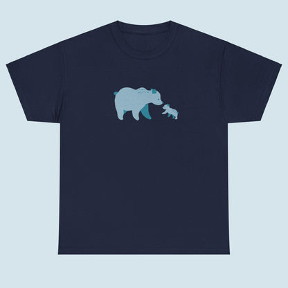 Unisex T-shirt with blue bear family print