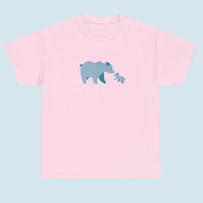 Unisex T-shirt with blue bear family print