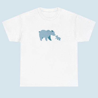 Unisex T-shirt with blue bear family print