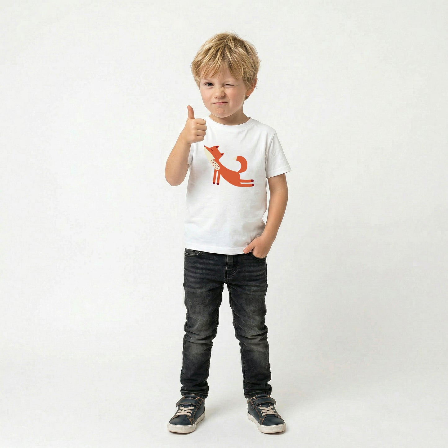 A boy wearing Playful Fox -print T-shirt