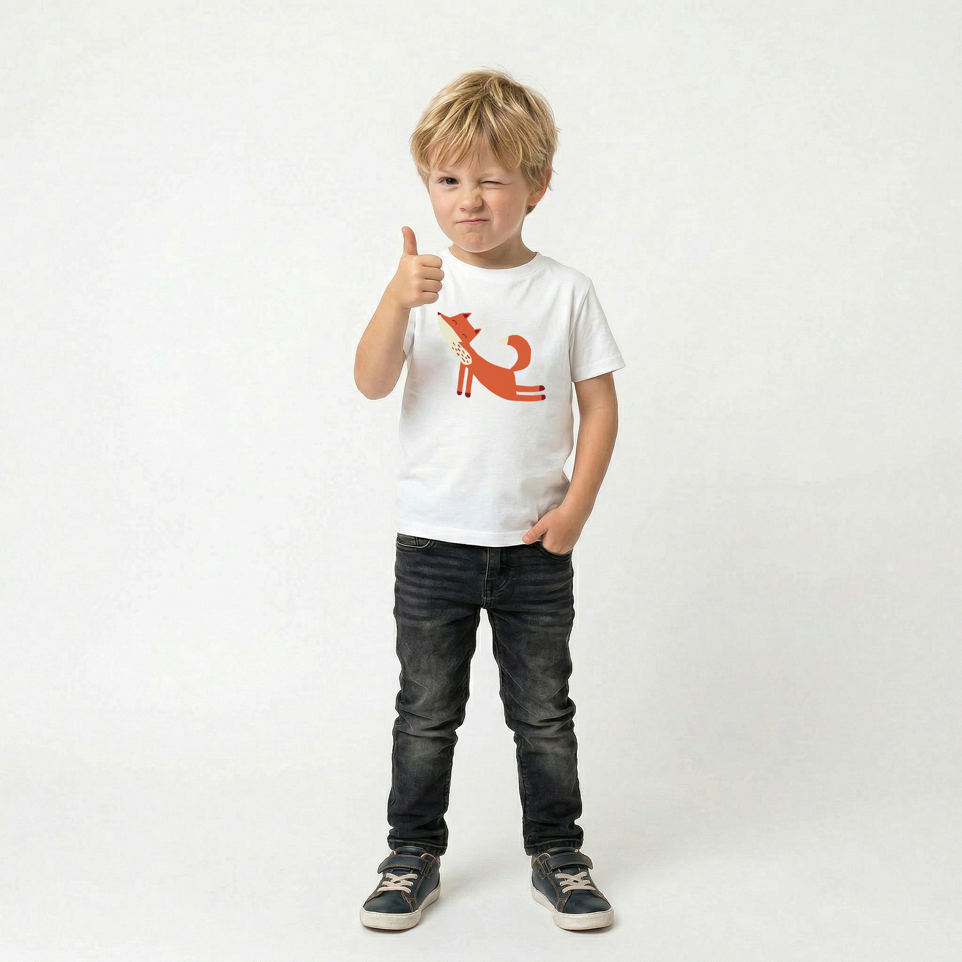 A boy wearing Playful Fox -print T-shirt