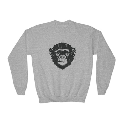 Frontview of grey youth crewneck with MyCircus -print