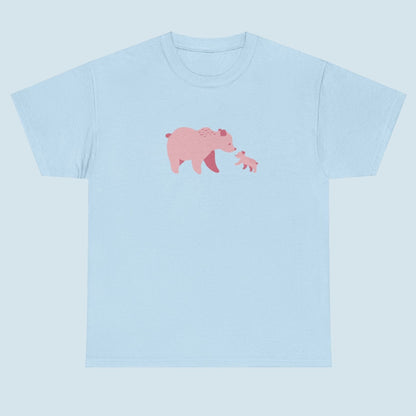 Unisex T-shirt with pink bear fam print