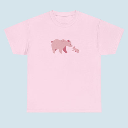 Unisex T-shirt with pink bear family print