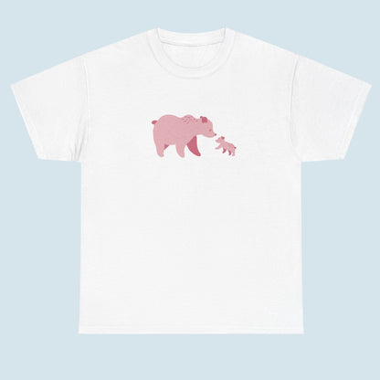 Unisex T-shirt with pink bear fam print