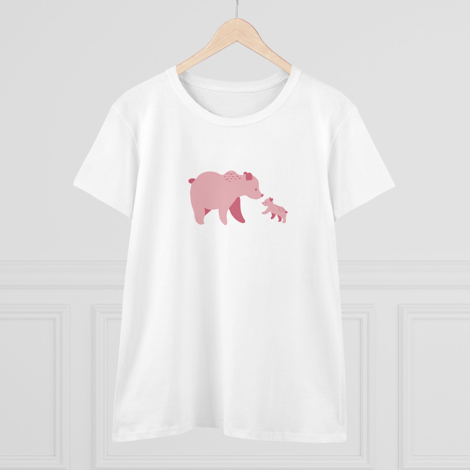 Women's T-shirt with pink bear family print