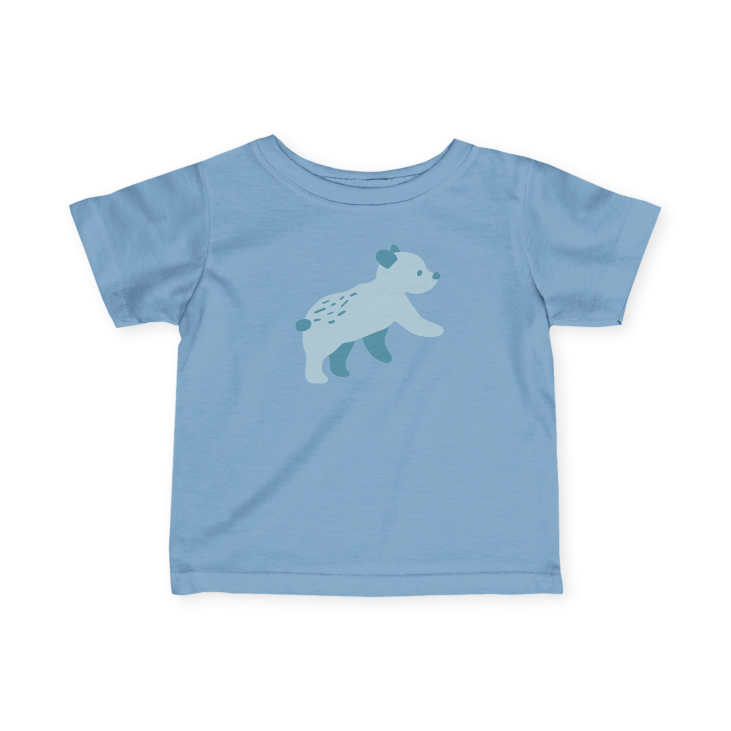 A light blue toddler T-shirt with blue Runaway Cub print.