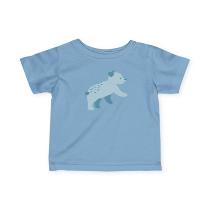 A light blue toddler T-shirt with blue Runaway Cub print.
