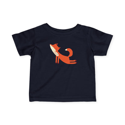 Navy t-shirt with Playful fox print.