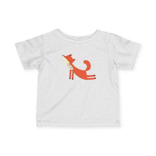 White t-shirt with Playful fox print.