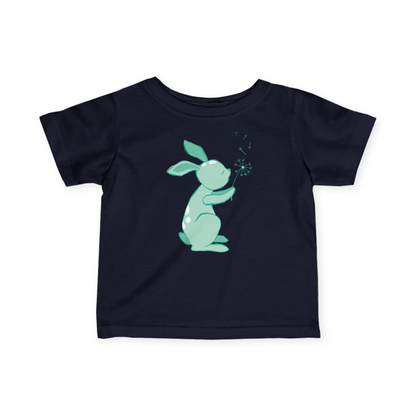 Navy t-shirt with Mint green Dandelion print.