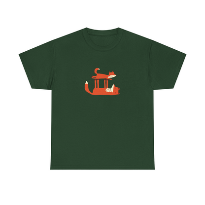 Forest green unisex cotton T-shirt with playtime print