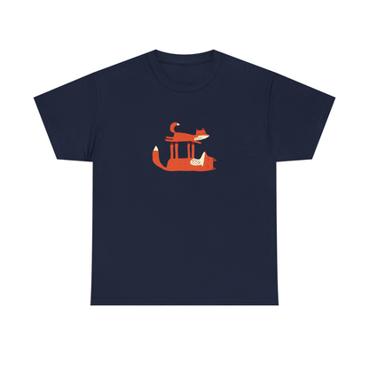 Navy unisex cotton T-shirt with playtime print