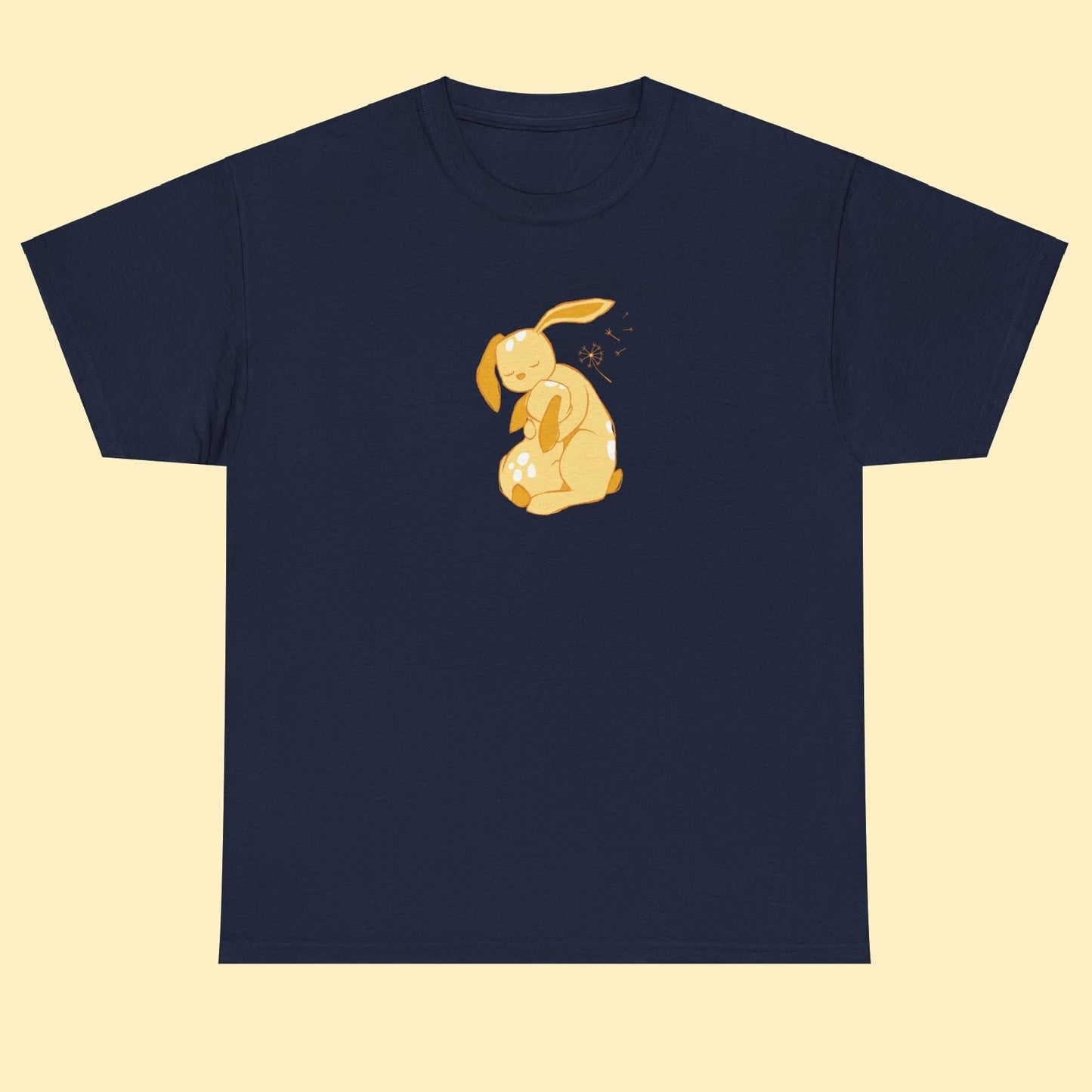 Unisex T-shirt with a print of cuddling hare family