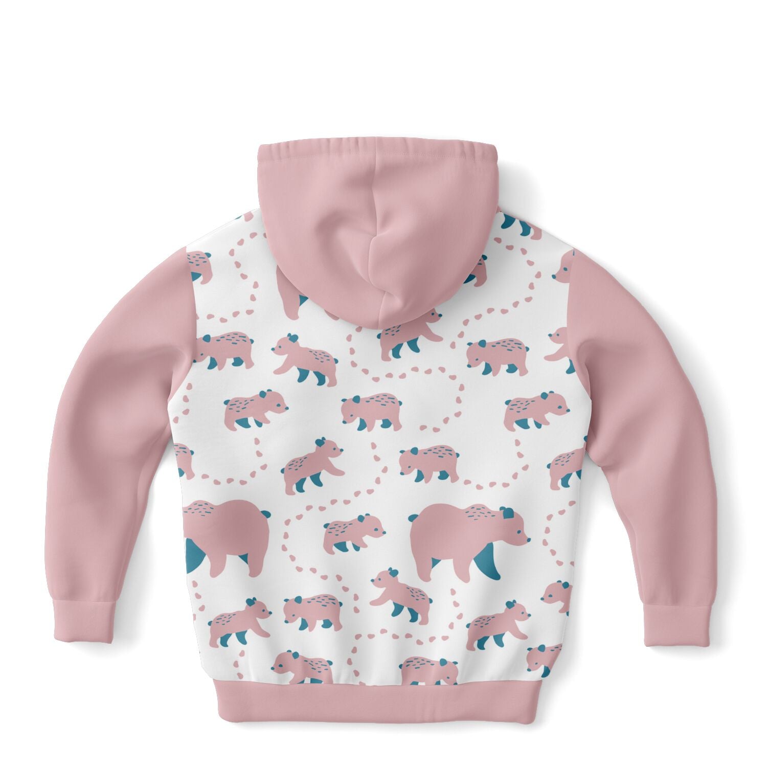 Pink kids' hoodie with Runaway Cubs pattern.