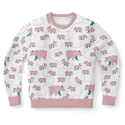 Unisex sweatshirt with pink Runaway Cubs -pattern.